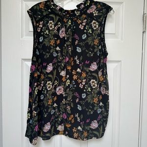 Loft floral shirred button back top